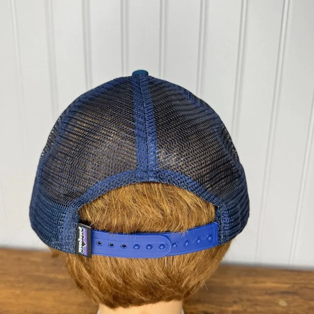 Patagonia Blue Logo Trucker Hat Snapback Navy Mesh Baseball Cap Super Nice
